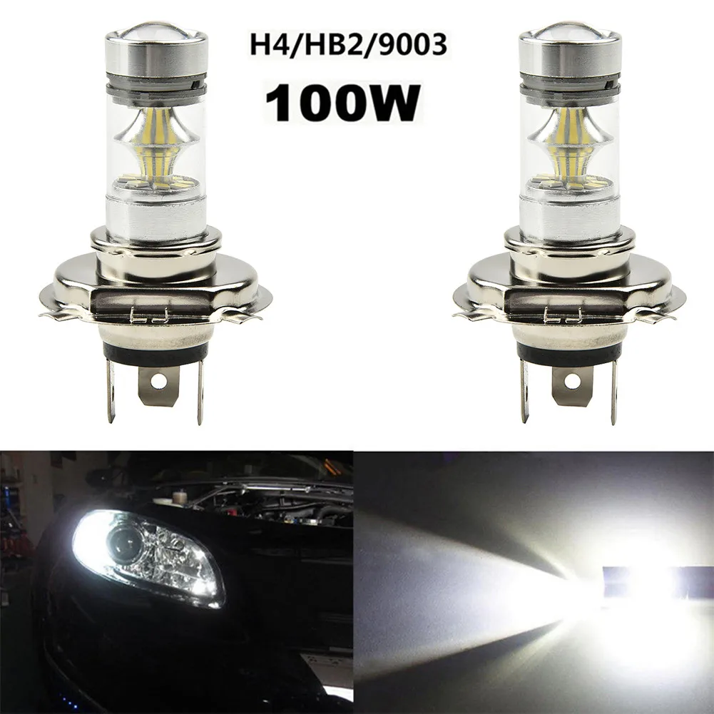 

2pcs Car H4 LED Headlight Fog Lamps Driving Lights 100W High Power White Bulbs 7500K DRL Turn Signal Light Headlight Fog Lamps