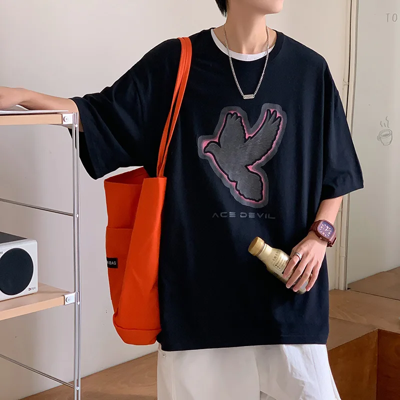 

23ss Men T-shirt Streetwear Elbow Oversized Loose DOVE Kanye West YZY Bigger Fashion Tee Tops Women Harajuku Graphic T Shirts