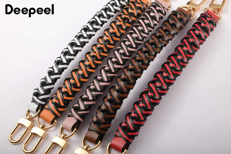 Deepeel 2.5*31cm Leather Bag Strap Color Handmade Braided Handbag Woven Straps Single Shoulder Underarm Bucket Bags Accessories