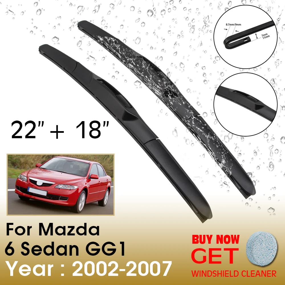 

Car Wiper Blade For Mazda 6 Sedan GG1 22"+18" 2002-2007 Front Window Washer Windscreen Windshield Wipers Blades Accessories