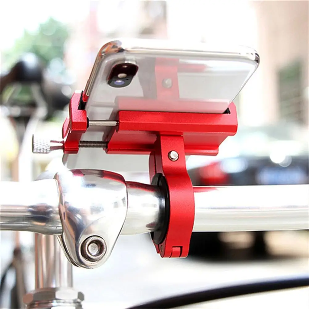 

Bicycle Cycling Alloy Phone Holder Metal Simple Design Stable Phone Bracket Adjustable 55-100mm 360 Degrees Rotation Holder