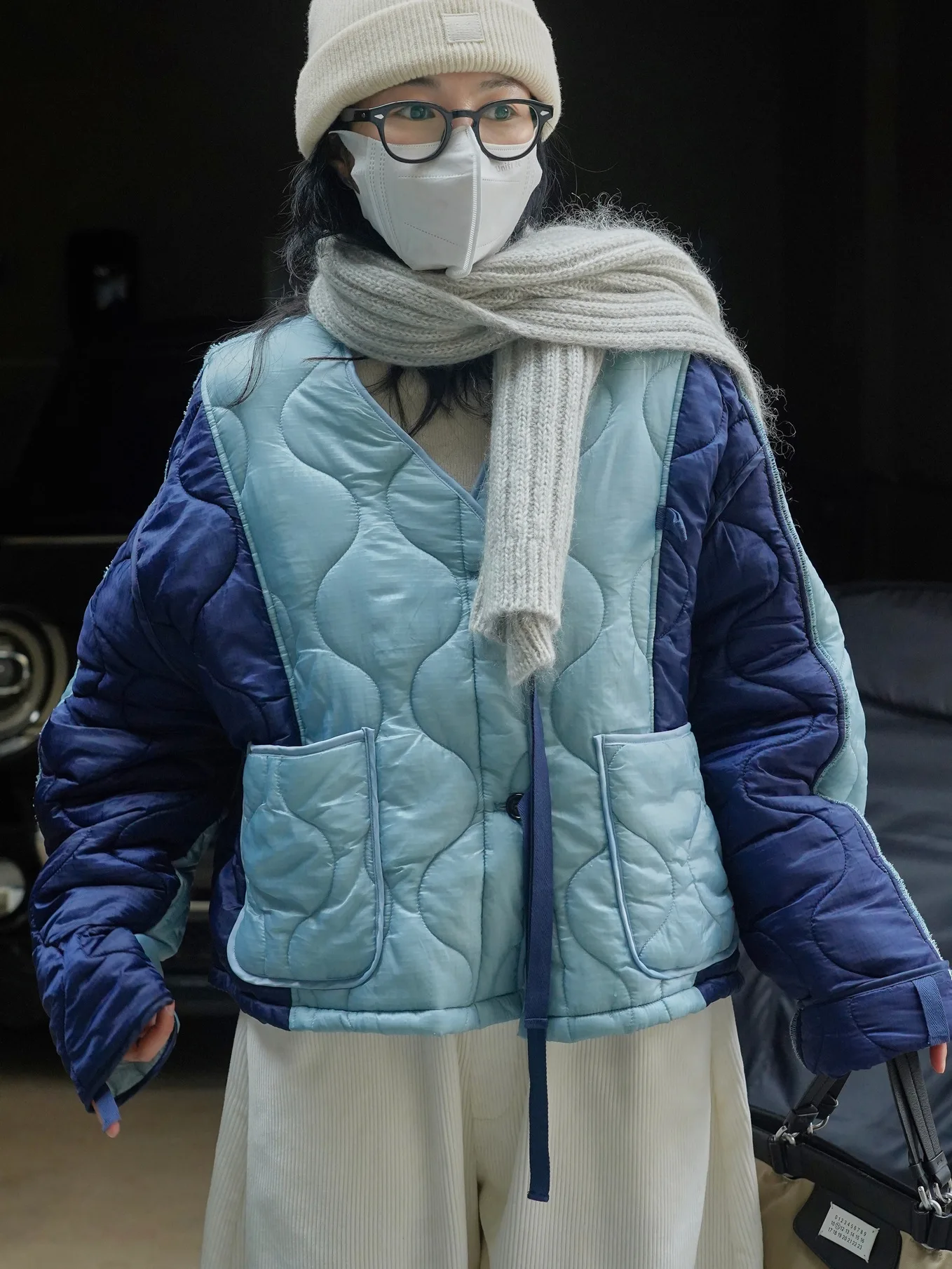 Зимняя новая японская уличная стильная ромбовидная морозостойкая хлопковая