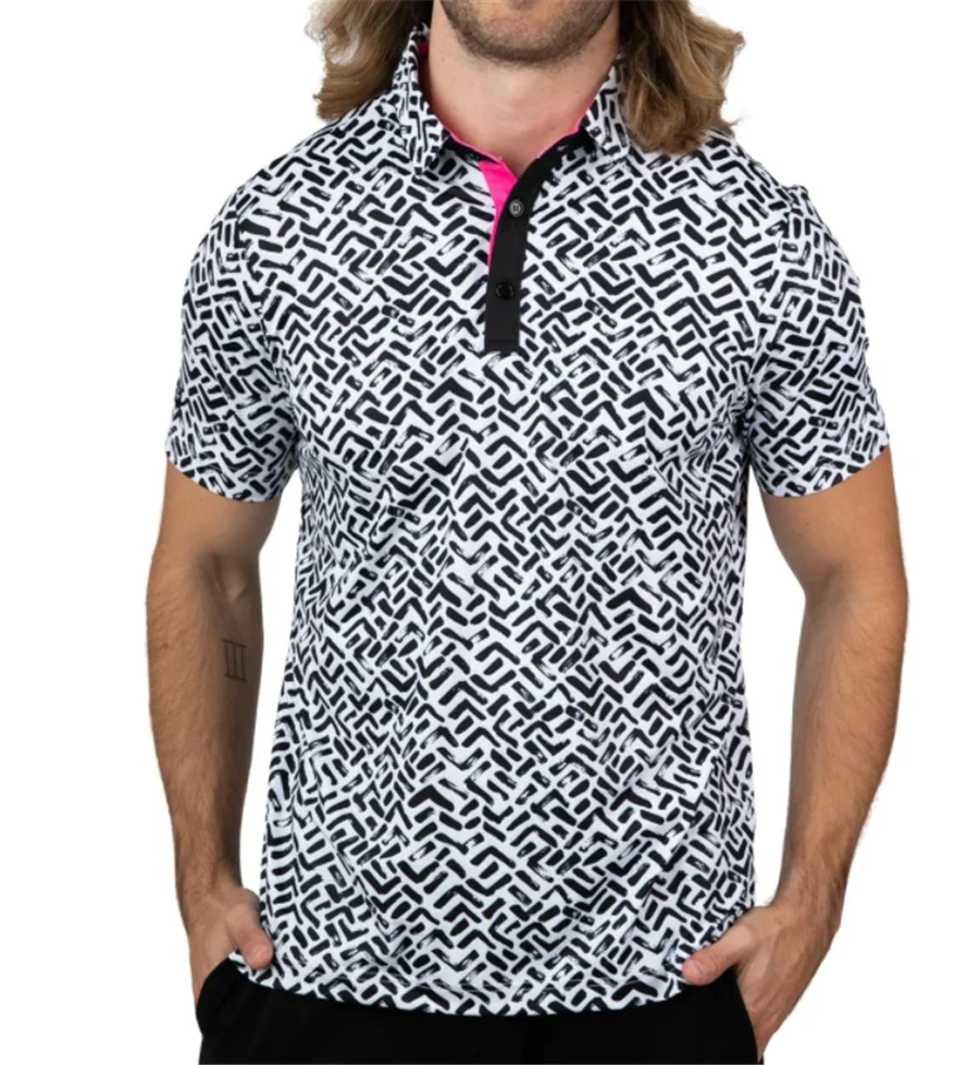 sunday swagger Men's fashion printed POLO shirt summer short -sleeved outdoor golf shirt F4 racing casual T -shirt Casual wild