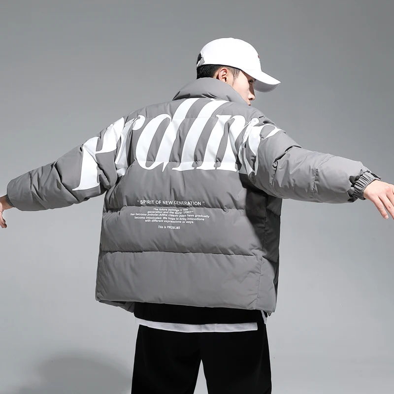 Letter Print on Back 90% White Down Coat for Men 2020 Winter Fashion Trend Warm Clothes Teens Light Fluffy Hip Hop Puffer Jacket