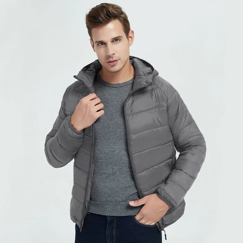 Winter 2022 edition of new European and American cotton men hooded long sleeve short warm thickening cotton wholesale