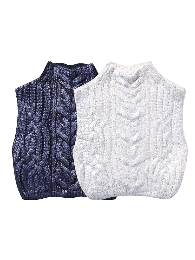 Женский укороченный жилет KAOPU ZA винтажный с металлическим плетением высоким