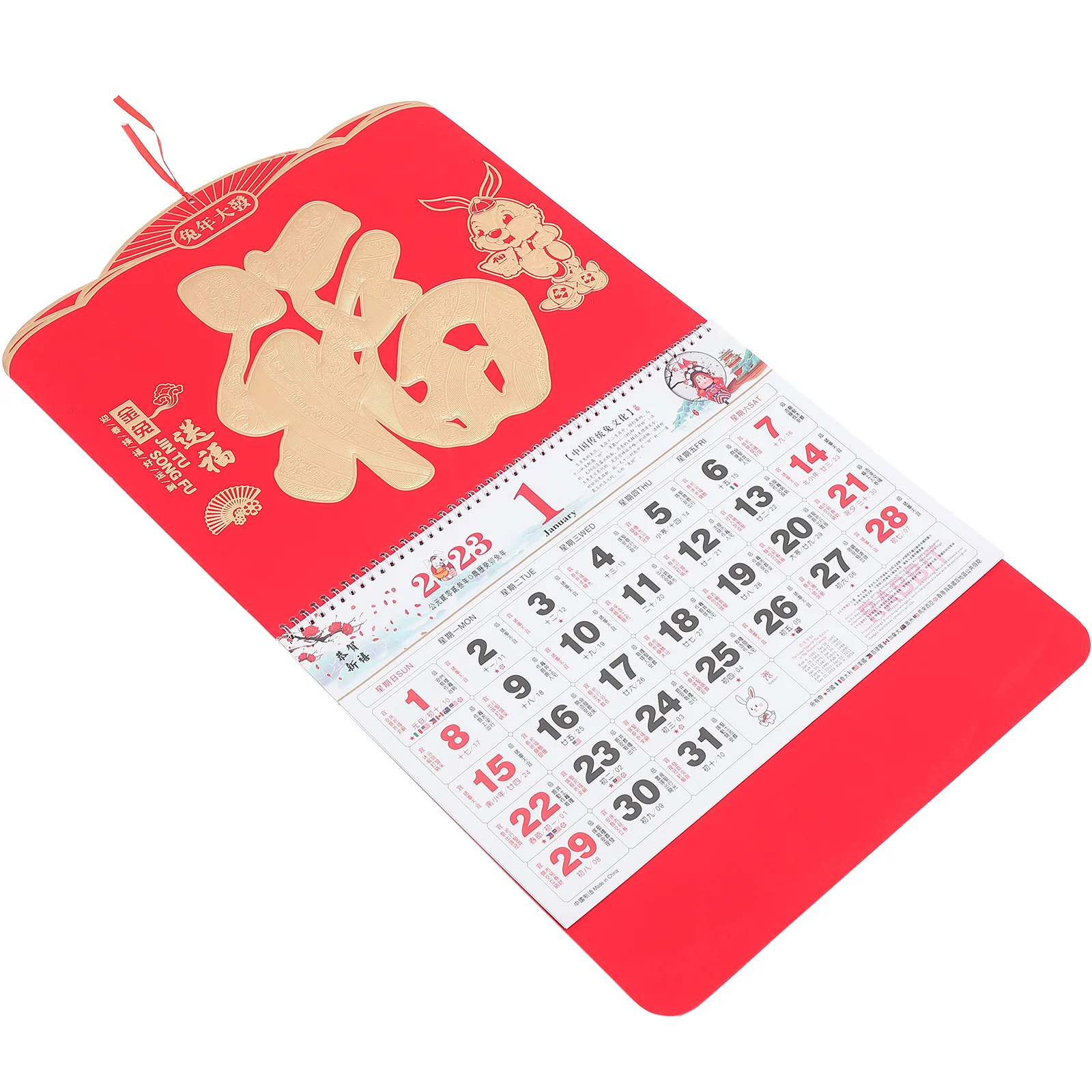 

Календарь Настенный китайский год лунный кролик календари подвесные традиционные зодиаки ежедневный Новый Кролик месячный год Декор на ст...