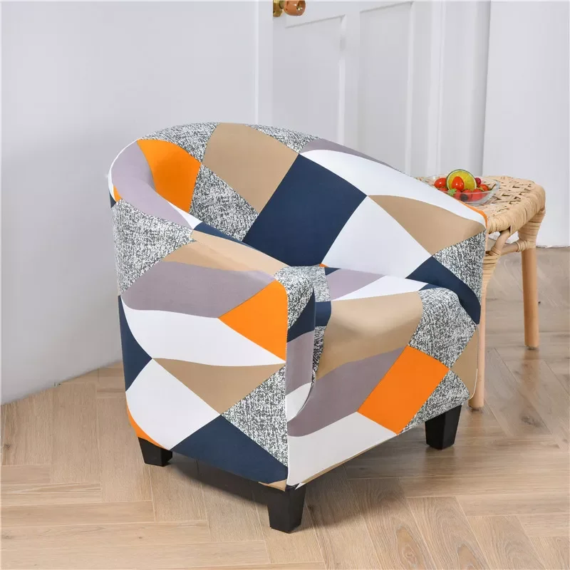 

Stretch Sofa Cover Round Single-seater Chair Cover Non-slip 1-seat Chair Covers for Hotel Internet Cafe Club Bar