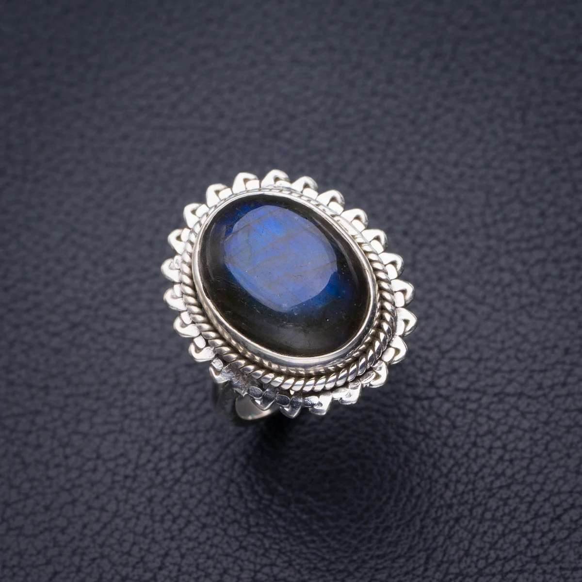 

StarGems Natural Blue Fire Labradorite Handmade 925 Sterling Silver Ring 5.5 D4930