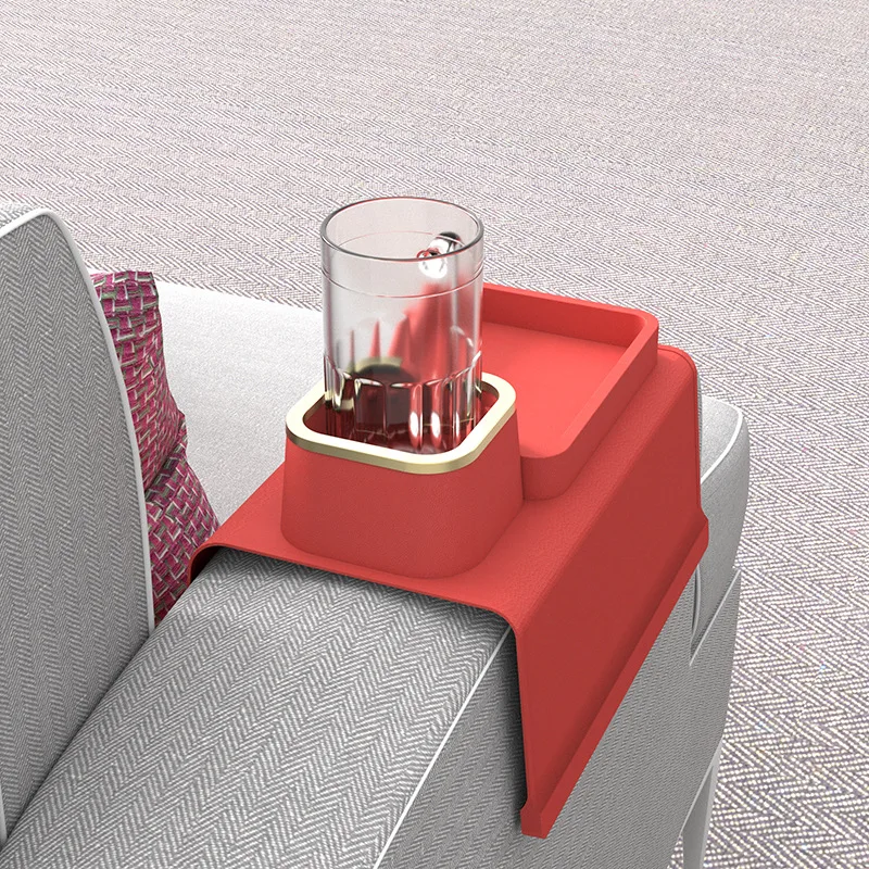 

Silicone Armrest Tray Anti-Slip Coaster For Sofa Recliner With Remote Control Phone Storage Bag