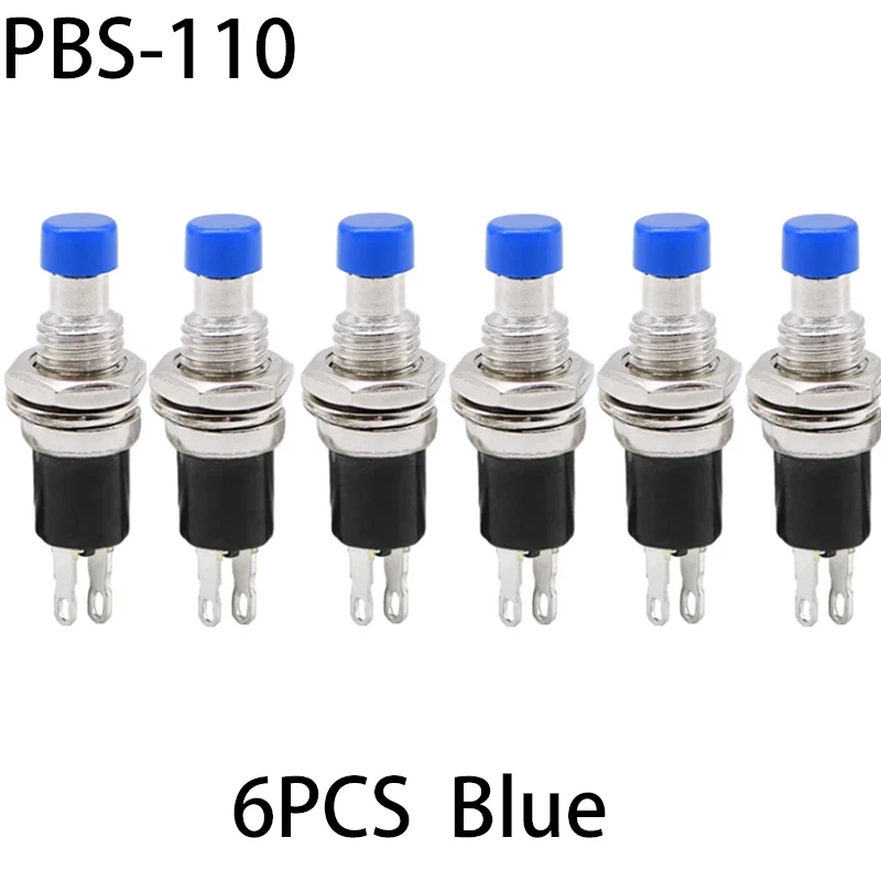 

6 штук импульсного кнопочного переключателя сброса PBS - 110 диаметром 7 мм - Микро переключатель ВКЛ/ВЫКЛ (NO) для самостоятельного изготовления электронных устройств, панелей управления, промышленности
