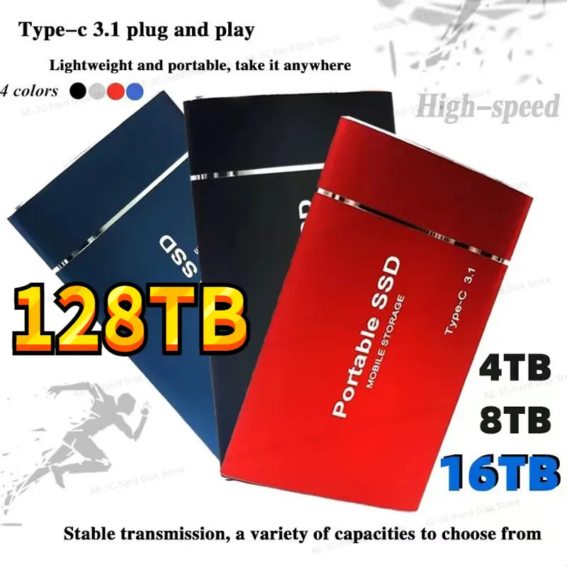 

High-speed M.2 SSD 128TB External Solid Hard Drive 4TB 8TB 16TB USB 3.1 SATA SSD Portable 32TB Hard Disks For Laptops Notebook