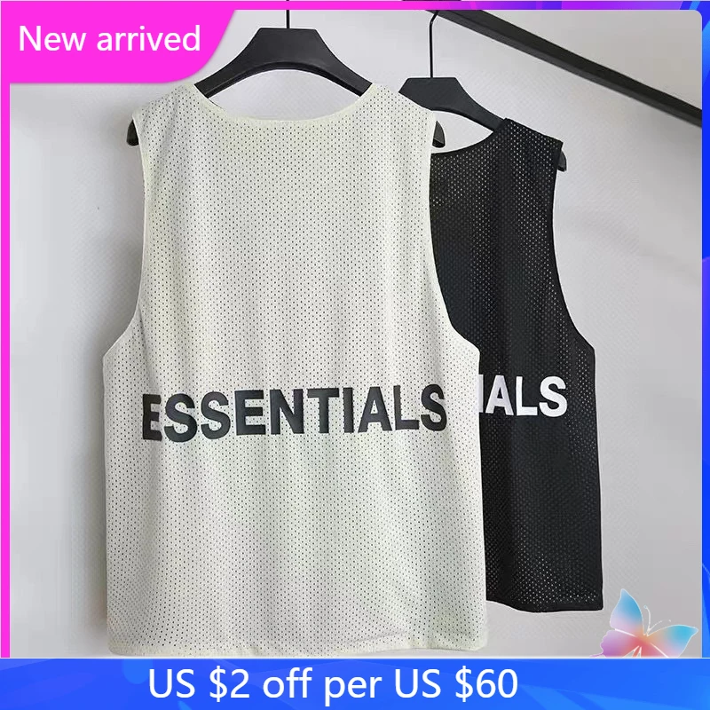 

Summer ESSENTIALS Vest Letter Mesh Breathable Reversible Sleeveless Tank Tops