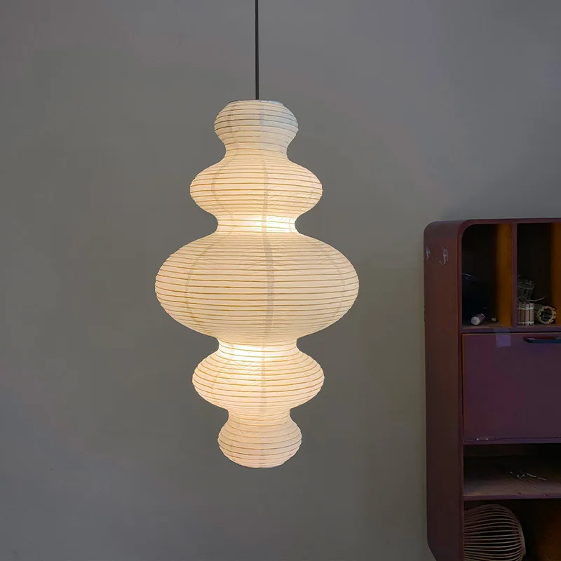 

Japanese Style Paper Lamp Homestay Loft Staircase Chandelier Nordic Duplex Living Room Art Pendant Lamp