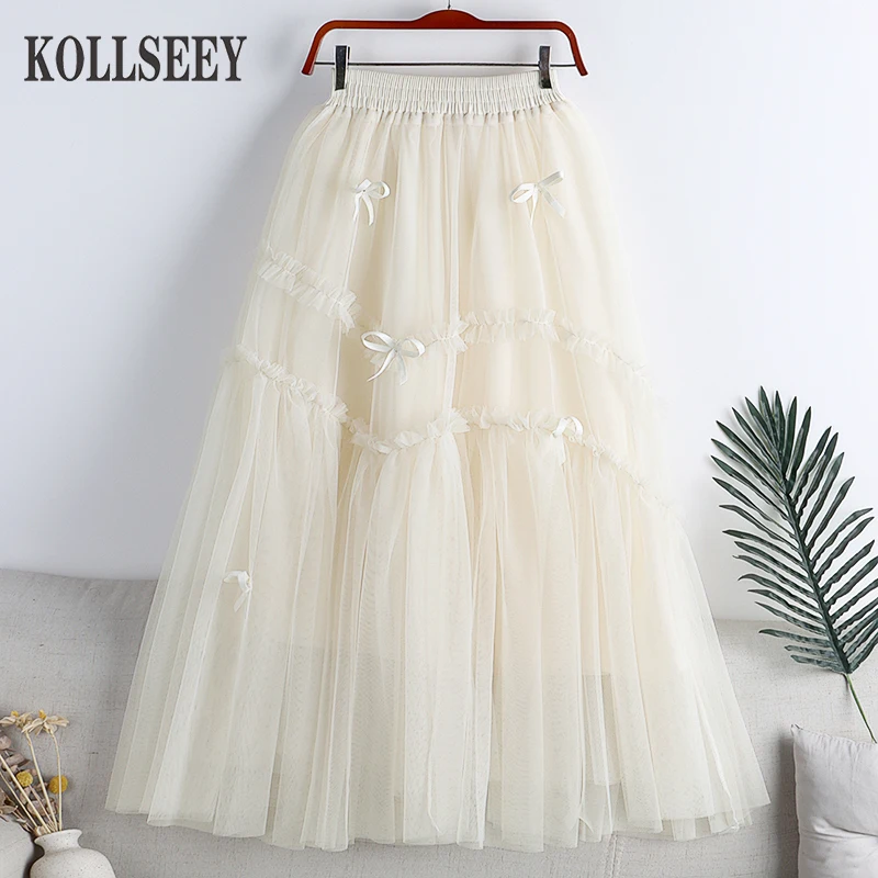 Enlarge KOLLSEEY Brand New 2022 Spring and Summer Long Skirt Women's Soild Color Printed Skirt Casual Long Skirts