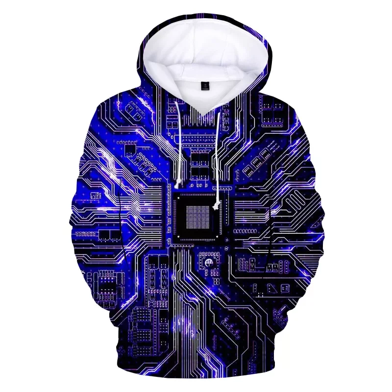 

2023New Electronic Chip 3D Printed Men's Hoodies Unisex Hooded Sweatshirts Funny Tracksuit Men Women Hip Hop Fashion Cas