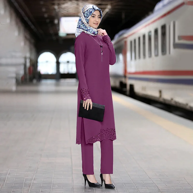 2 Piece Set Muslim Dress Abaya Women Elegant Caftan Marocain Abaya Dubai Kaftan Islam Robe Eid Mubarak Ramadan New Robe Dress