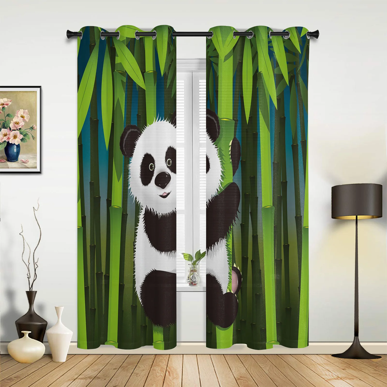 

Панда бамбуковые Мультяшные оконные шторы в гостиной печатные окна для спальни кухни оконные драпировки