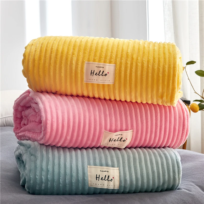 

Magic Single Soft Blanket for Beds Yellow Color Soft Warm Square Flannel Blanket Thickness Throw Blanket