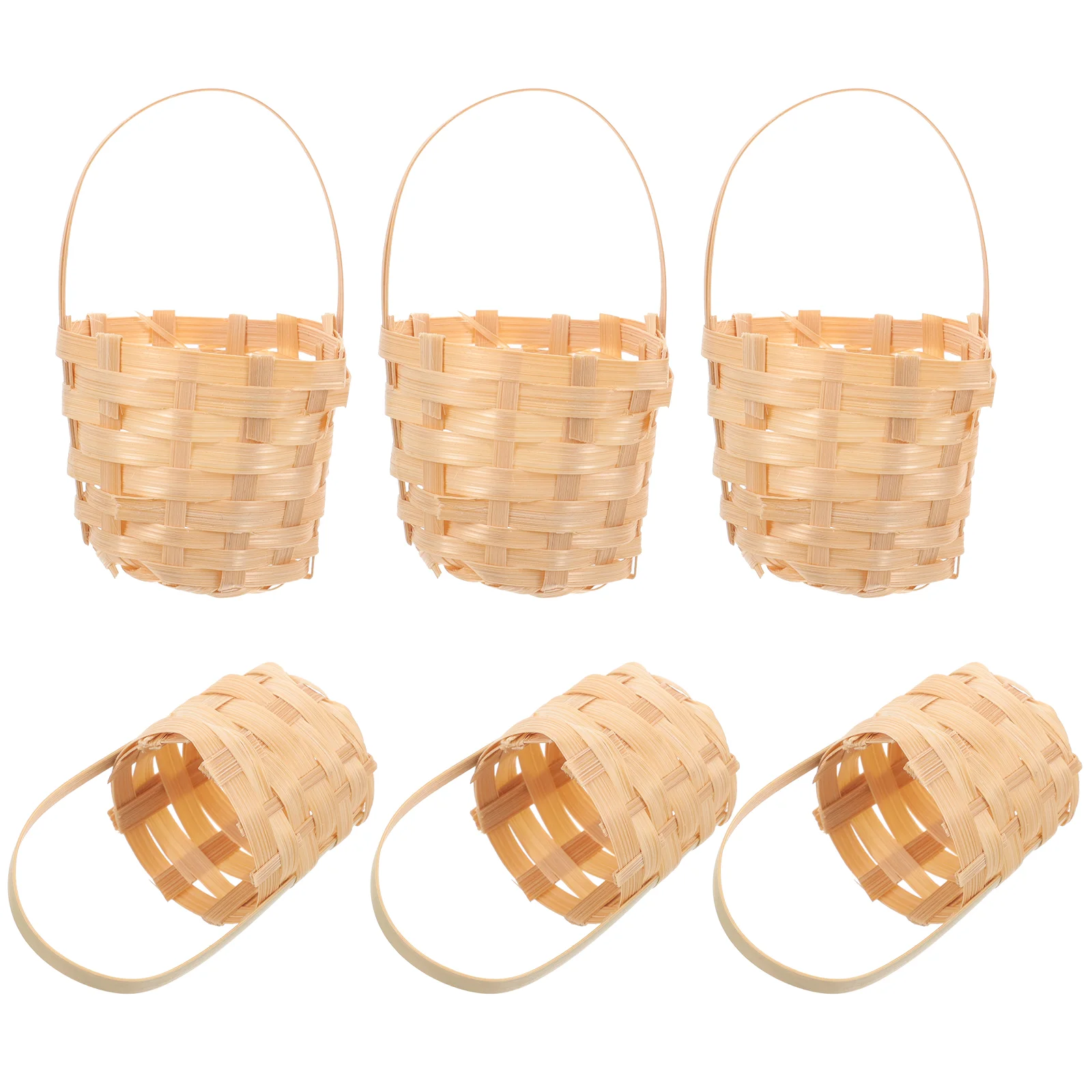 

6 Pcs Weaving Basket Picnic Bamboo Mini Baskets Favors Hand Woven Handle Hamper