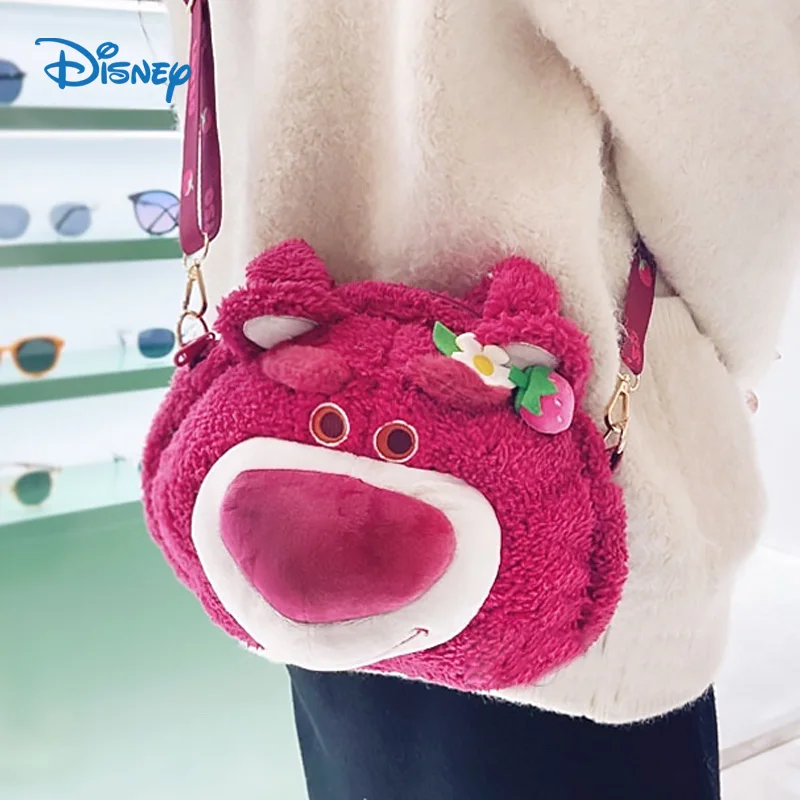 Фото Плюшевый рюкзак Kawaii Disney Lotso Bear Toy Story, новая милая мультяшная сумка через плечо, мягкая сумка-игрушка для девочек и женщин №1