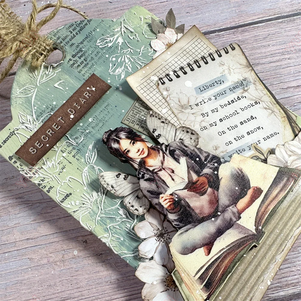 Счастливый секретный дневник цветы и бабочки узор листьев слойный шаблон