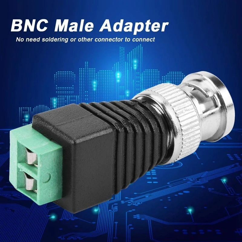 

10Pcs Male Screw Terminal Connector, Green Coaxial BNC Male Connector Adapter Screw Terminal CCTV Video Balun Camera