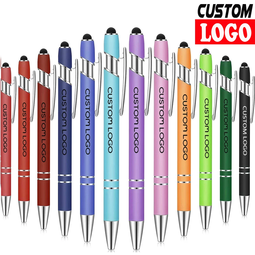 

Business Ballpoint Screen Universal 50 Engraved Metal Touch Custom Free Logo Name Supplies Office Stylus School Pen Pcs Drawing