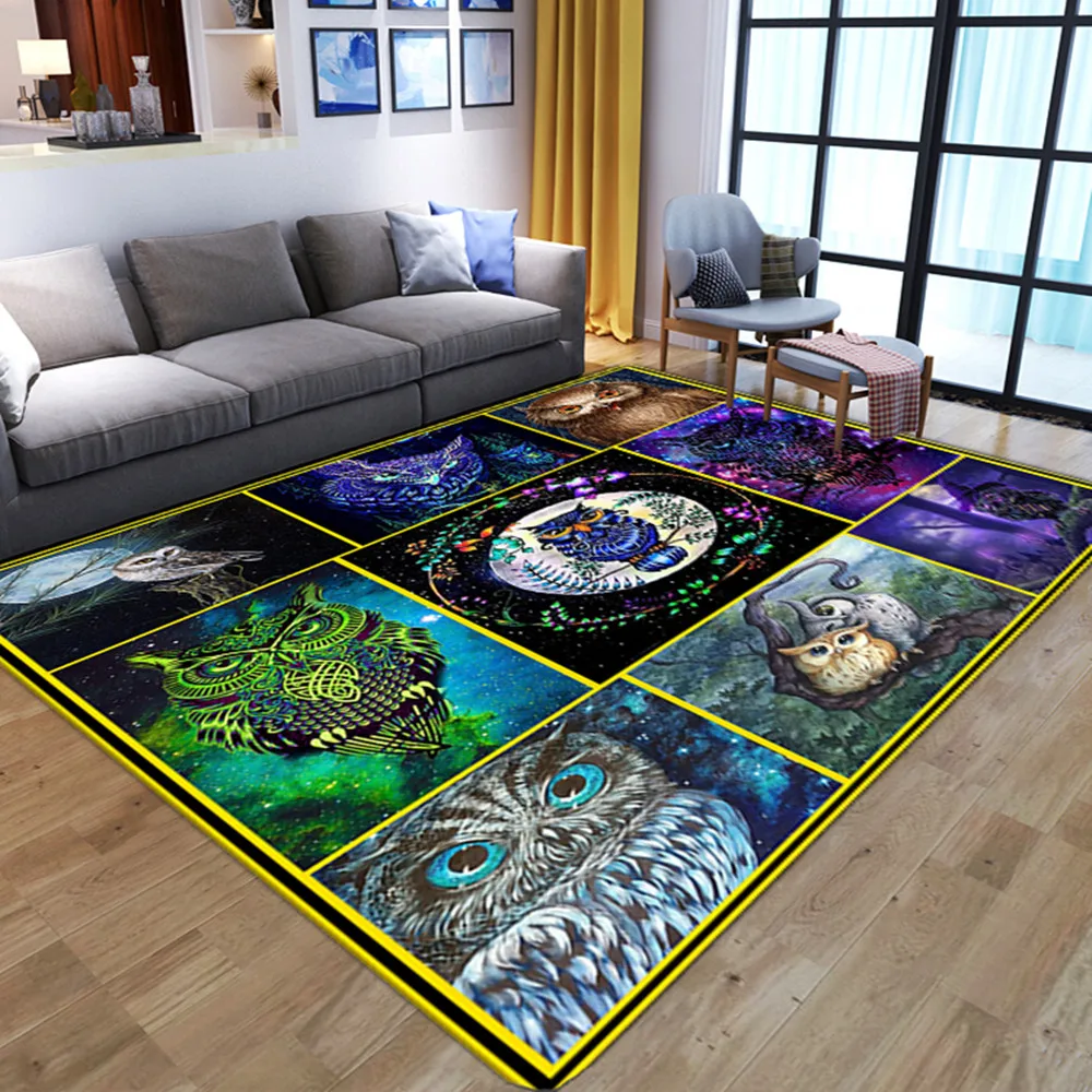 

Великолепные коврики в виде совы, модный большой коврик с 3D принтом для гостиной, спальни, мягкий фланелевый ковер, домашний декор, детский и...