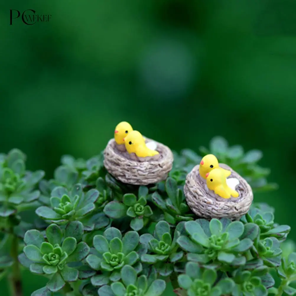 

DIY Mini Nest with Birds Fairy Garden Miniatures Gnomes Moss Terrariums Resin crafts figurines For Home garden Decoration