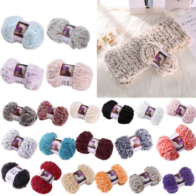 

652F 50g/Ball DIY Fluffy Plush Chunky Thick Knitting Yarn Multicolor Hand-Woven Crochet Velvet Thread for Baby Warm Hat Scarf