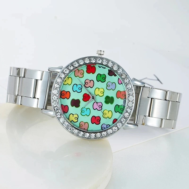 Reloj Mujer Luxury Brand Bear Women's Watches Fashion Stainless Rhinestone Women Sport Quartz Watch Clock Hot Ladies Girl Gift