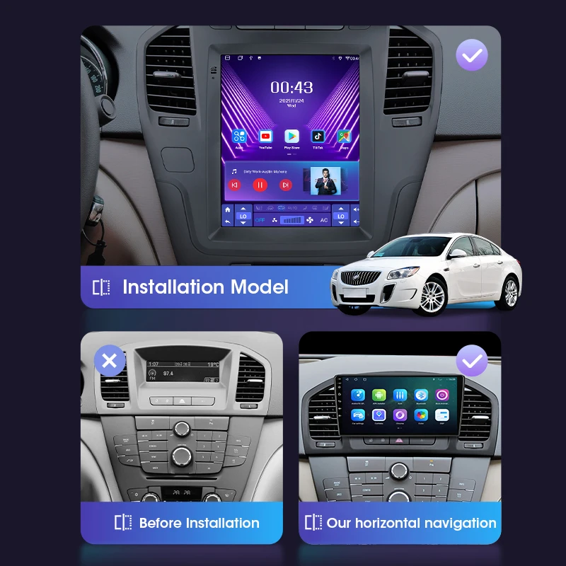 Автомагнитола Srnubi 2 Din Android 11 мультимедийный видеоплеер для Opel Insignia Buick Regal 2009 - 2013