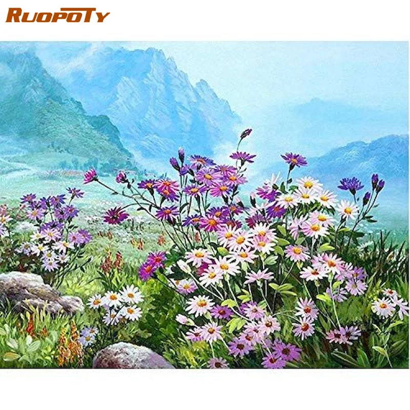 

RUOPOTY Coloring By Numbers Garden Landscape HandPainted DIY Frame Unique Gift Paint By Number Home Decors Artwork