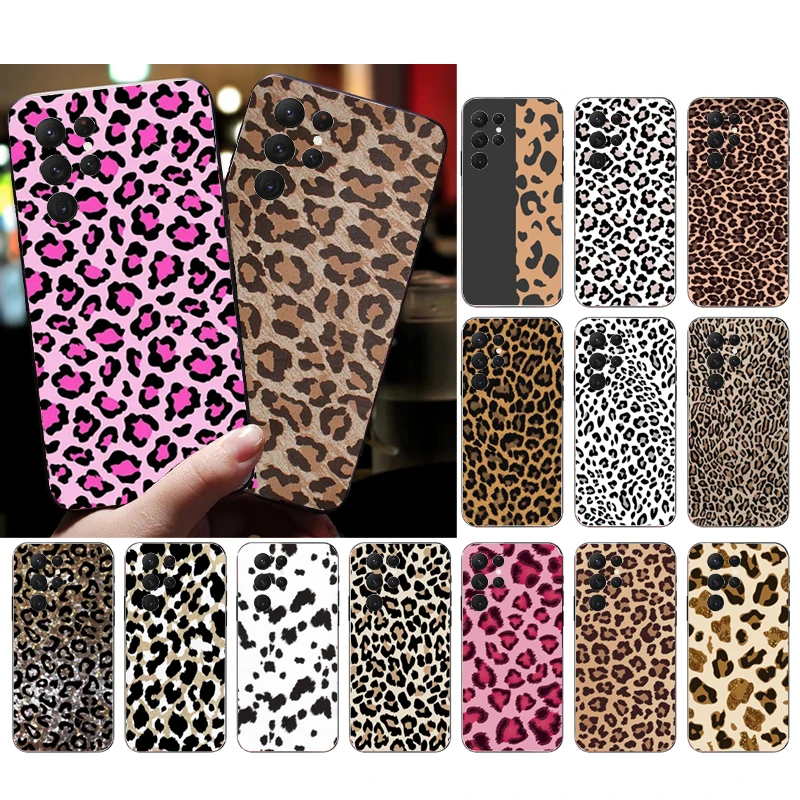 

Phone Case for Samsung Galaxy S23 S22 S21 S20 Ultra S20 S22 S21 S10 S9 Plus S10E S20FE Pink leopard Print Case