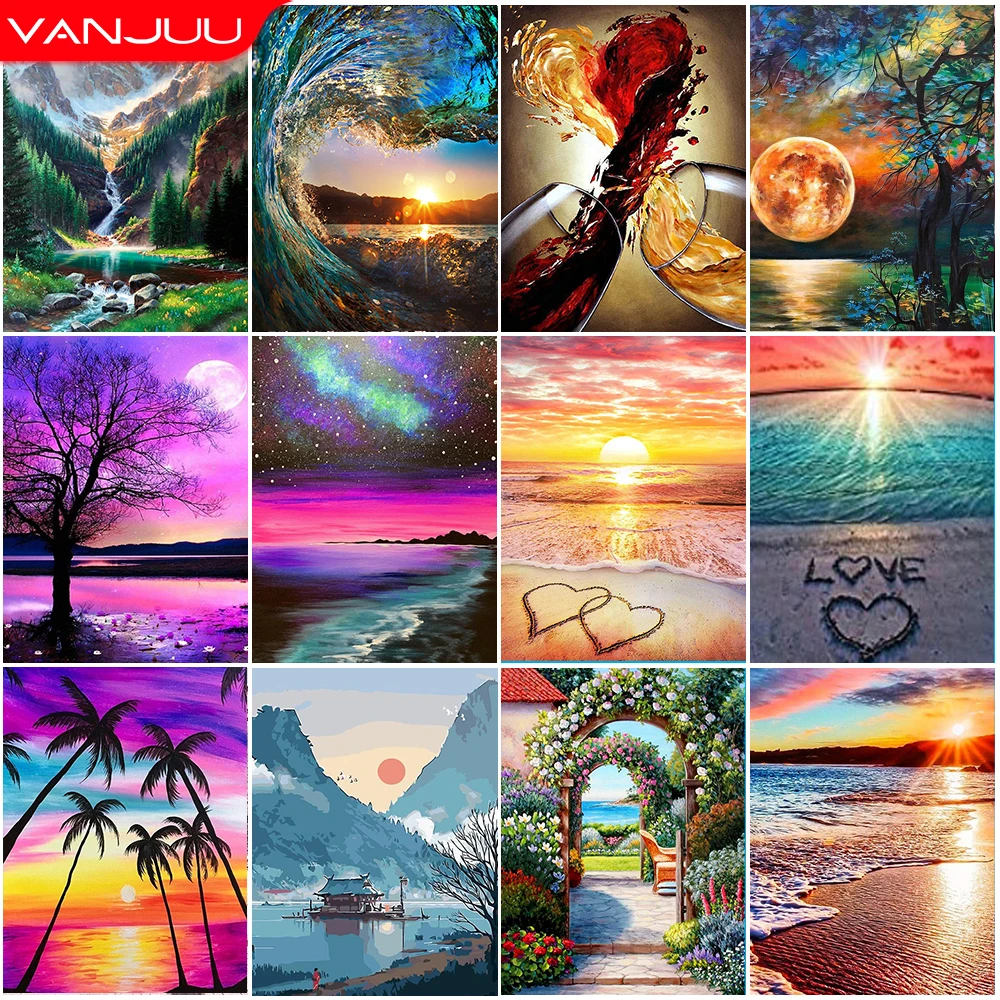 

5D Scenery Diamond Painting DIY Landscape Diamond Mosaic Sunset Rhinestone Embroidery Full Drill Cross Stitch Kit Home Decore