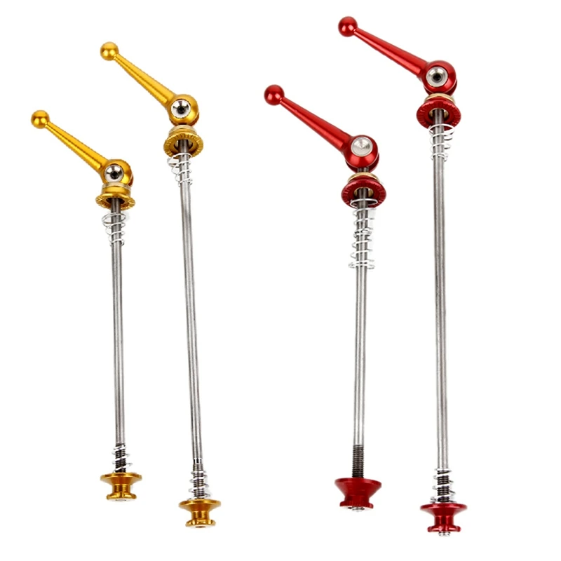

2Pair Bicycle Skewers 1 Pair Ultralight Titanium Quick Release Bicycle Hub Skewers For MTB Road Bike,Gold & Red