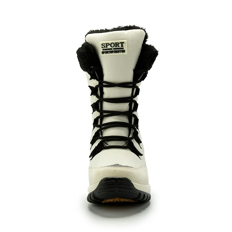 Large Size 36-42 Women's Snow Shoe Luxury Soft Fleece Air Cushion Platform Winter Mid-calf Boots Non-slip Cushioning Hiking Shoe