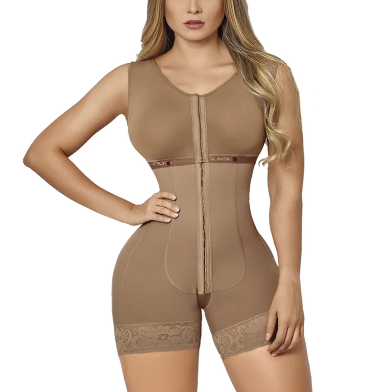 Corset Femme Sleeveless Short Breasted Body Shaper Firm Control High-Thight Shapewear For Women Eye N Hook Fat Burner