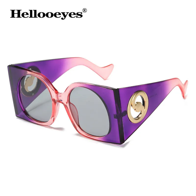 

Солнцезащитные очки с градиентом UV400 для мужчин и женщин, квадратные темные очки большого размера в стиле ретро, модные темные очки черного цвета