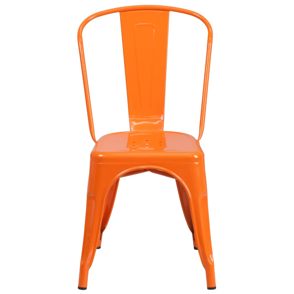 

Furniture Commercial Grade Metal Indoor-Outdoor Stackable Chair, Orange