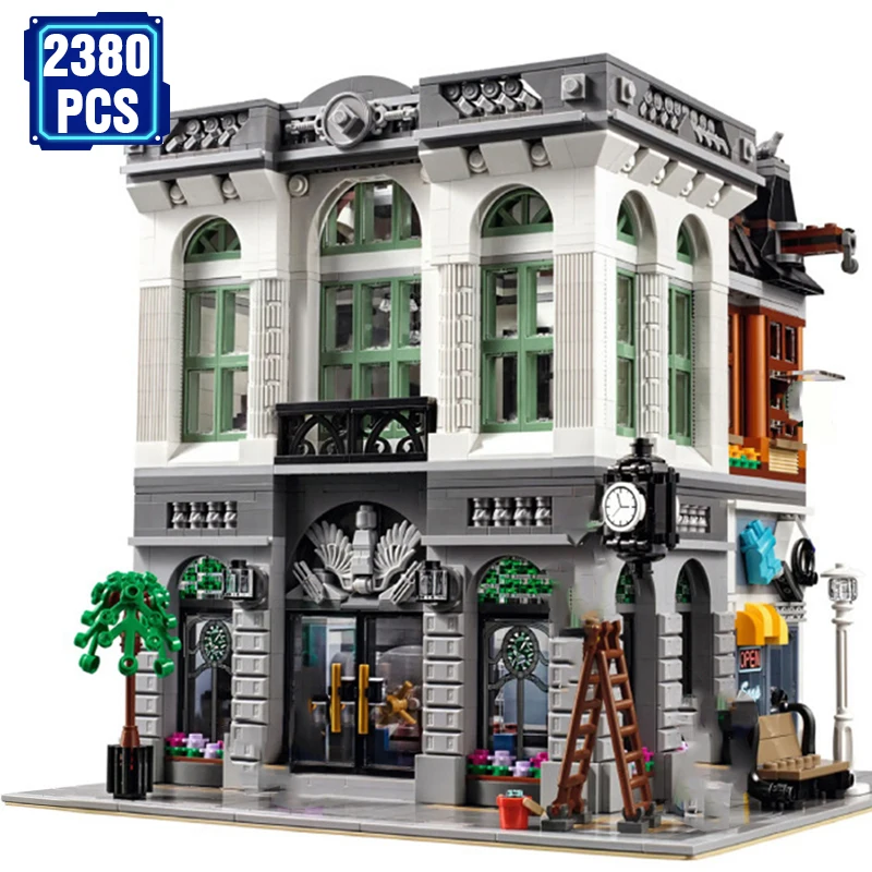 

Technical Creator Architecture European Houses Bank Kit Building Blocks MOC Expert Assembly Bricks Toys for Kids Adult18 Gifts