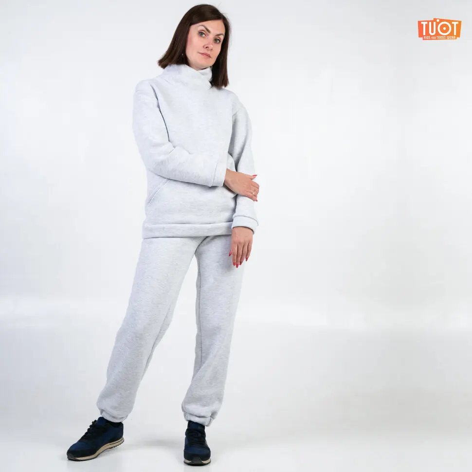 Женское худи с воротником TUOT серый меланж
