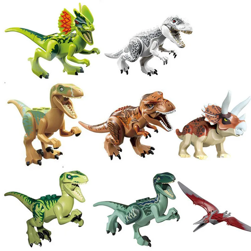 Bloques de construcción de dinosaurios jurásicos, figuras de acción jurásica de 8 unids/set, modelos, juguetes compatibles con dinosaurios