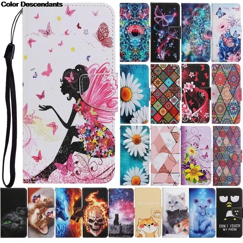 Чехол-бумажник Funda POCO C65 M6 Pro для Xiaomi Redmi 13C 12 12C Note 13 11 8 10 кожаный флип-чехол с милым