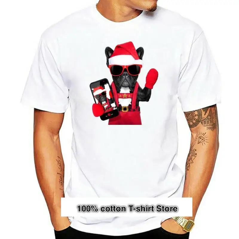 

Bulldog French Take A Christmas Selfie camiseta para hombre