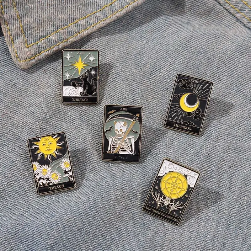 Эмалированные значки Tarot под заказ солнце луна звезды готический скелет