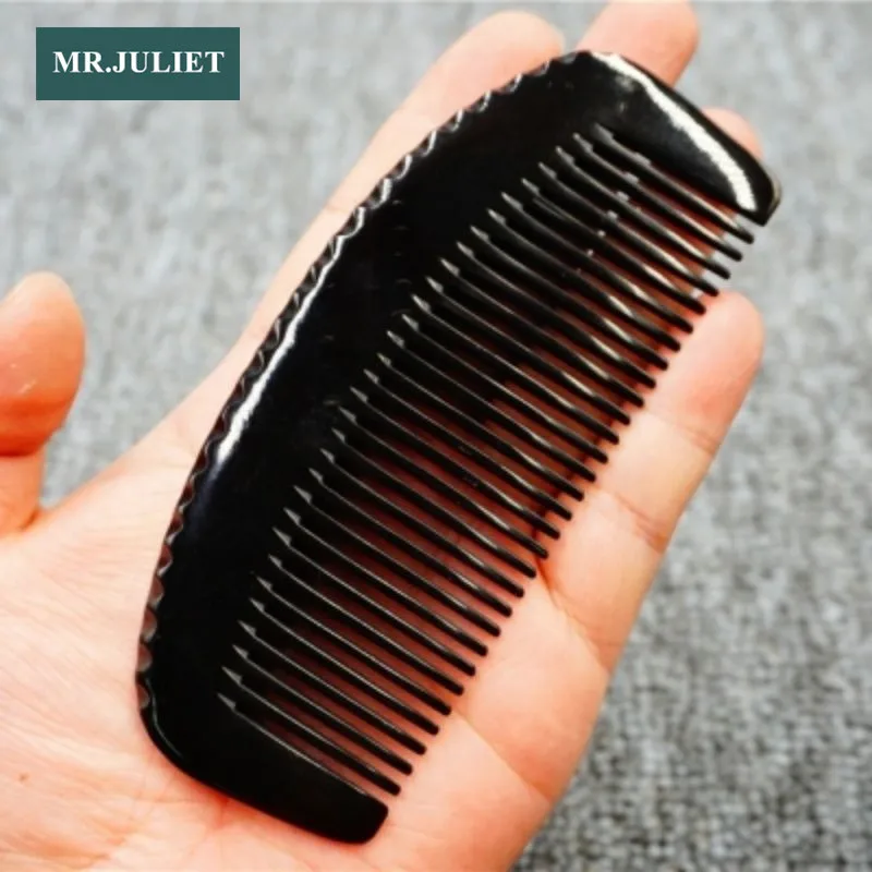

Genuine Black Horn Comb Natural Handleless Dense Tooth Sparse Teeth Long Hair Comb Anti-static Massage