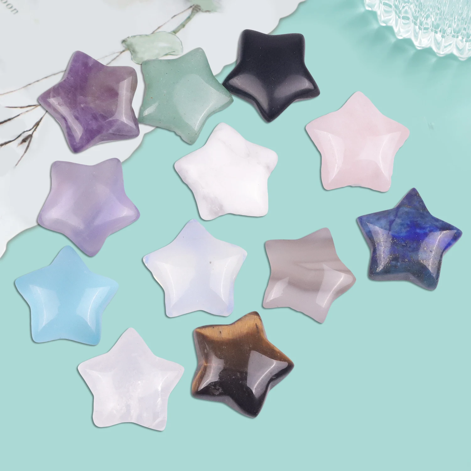 10Pcs/Lot Natural Crystal Amethyst Rose Quartz Star DIY Earrings Pendant Necklace Handmade Fashion Jewelry Accessories