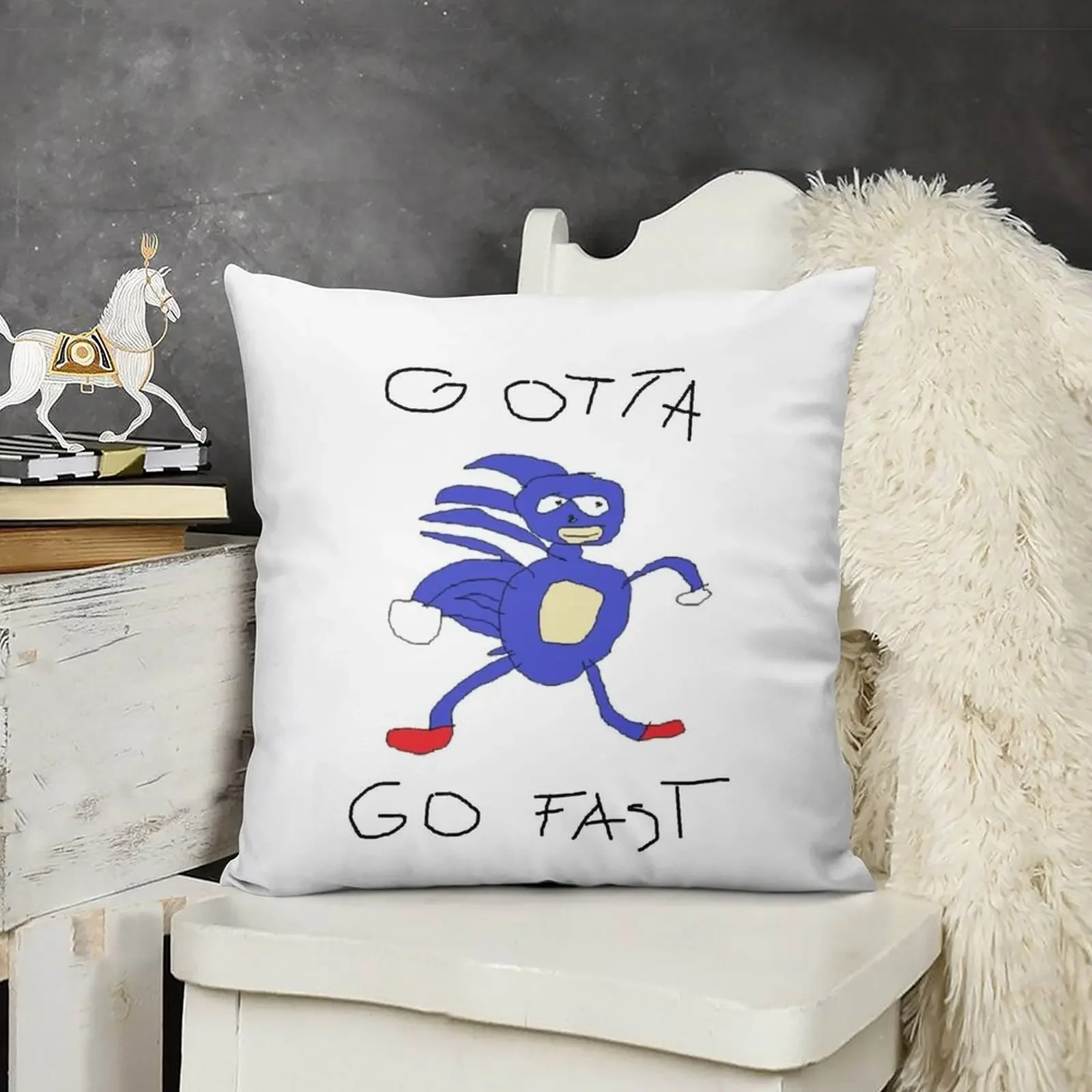 Gotta go fast Sanic Забавная футболка с мемом Подушка в клетку Диван